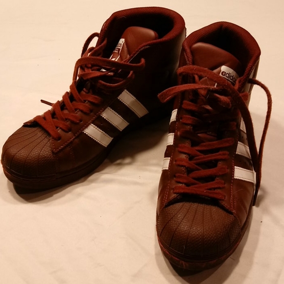 burgundy high top adidas